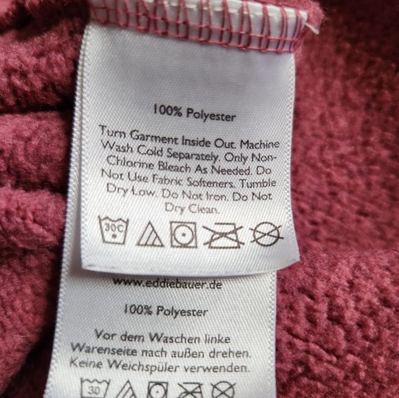EDDIE BAUER Size Medium zip up fleece. Color is between cranberry & plum. - Picture 4 of 6
